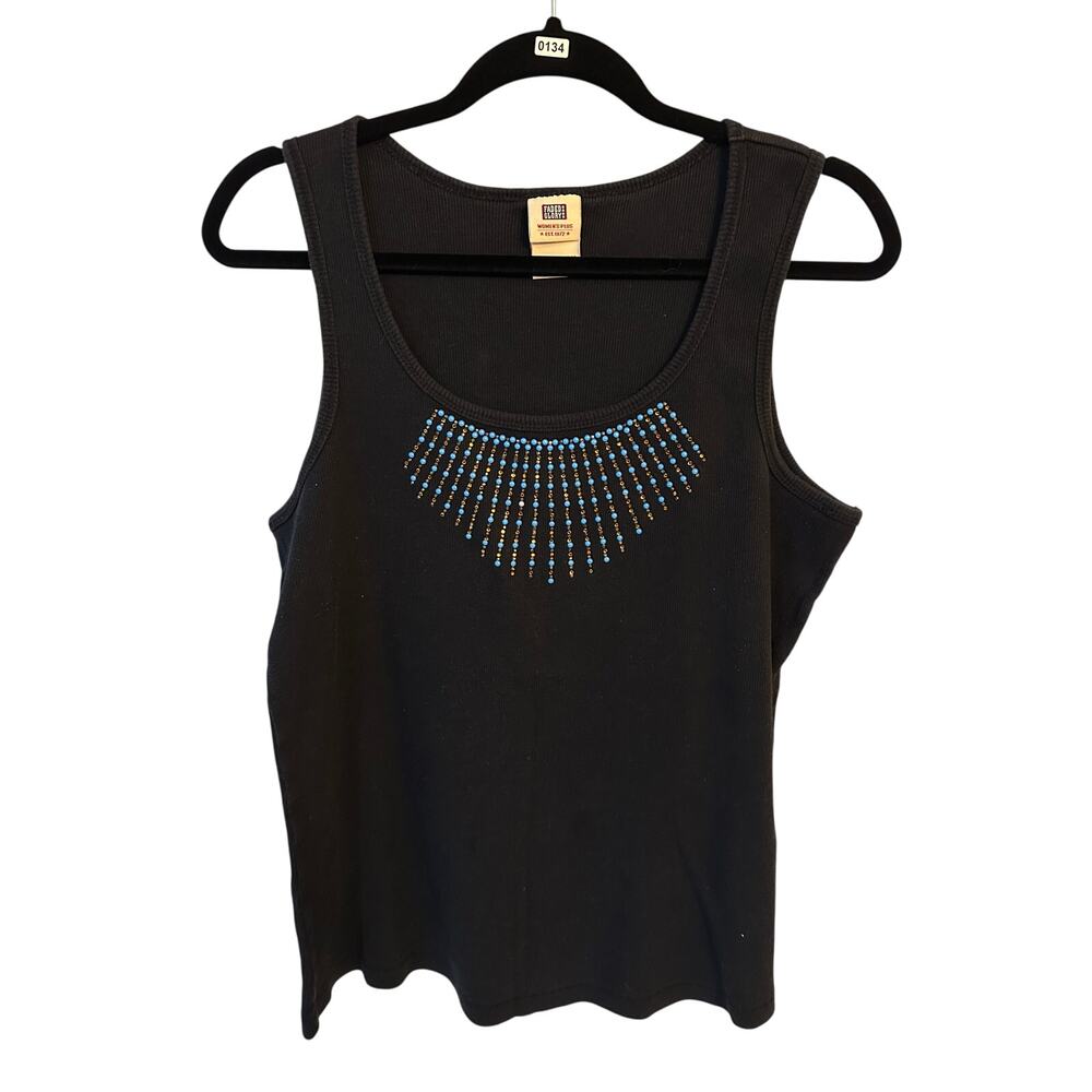 Y2K Faded Glory Black Ribbed Western Tank - 2XL - Size 18/20